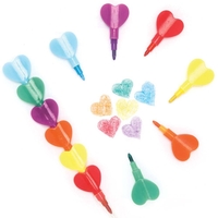 Heart Pop-a-Crayons (Pack of 8) Drawing 6 assorted colours - Blue,  Green,  Purple,  Orange,  Yellow & Red