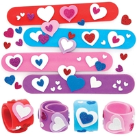 Heart Snap-on Bracelet Kits (Pack of 4) Jewellery 4 assorted bracelet colours - Pink,  Blue,  Purple & Red