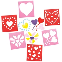 Heart Stencils (Pack of 8) Art Supplies,  Art Materials 2 stencil colours - Pink & Red