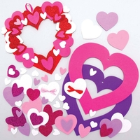 Heart Wreath Kits (Pack of 3) Decoration Craft Kits 3 assorted wreath colours - Red,  Pink & Purple