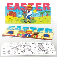 Holy Week Colour-in Pop-up Cards (Pack of 10) Christian Easter Crafts For Kids,  5 Assorted Designs,  Homemade Greeting Cards