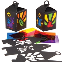 Holy Week Lantern Kits (Pack of 4) Easter Crafts For Kids 6 assorted cellophane colours - Red,  Orange,  Yellow Green,  Blue & Purple