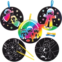 Holy Week Scratch Art Decorations (Pack of 8) Easter Crafts For Kids 2 assorted ribbon colours - Blue & Orange