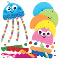 Jellyfish Bead Decoration Kits (Pack of 5) Decoration Craft Kits 7 assorted bead colours - Pink,  Purple,  Blue,  Red,  Green,  Orange & Yellow