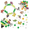 Jungle Animal Charm Bracelet Kits (Pack of 3) Jewellery 3 assorted colourways - Green/Yellow,  Green/Orange & Green/Light Green