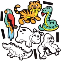 Jungle Animal Colour-in Fuzzy Art Magnets (Pack of 15) Art Craft Kits