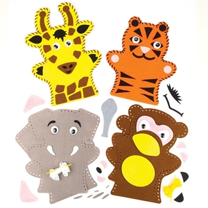 Jungle Animal Hand Puppet Sewing Kits (Pack of 16)