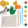 Jungle Animal Mould & Paint Kit (Each Kit) Art Supplies,  Art Materials 6 assorted paint colours - Black,  White,  Orange,  Yellow,  Green & Brown