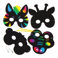 Jungle Animal Scratch Art Masks (Pack of 6) Art Craft Kits