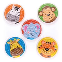Jungle Chums Maze Games (Pack of 12) Creative Play Toys 6 assorted colours - Yellow,  Red,  Green,  Light Blue,  Dark Blue & Orange