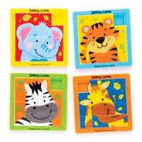 Jungle Chums Sliding Puzzles (Pack of 5) Creative Play Toys 5 assorted colours - Green,  Red,  Yellow,  Blue & Orange