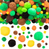 Jungle Pom Poms Value Pack (Pack of 256) Craft Embellishments 8 assorted colours - Dark Brown,  Dark Green,  Bright Green,  Yellow,  Light Green,  Light Brown,  Black & Orange