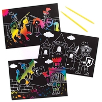 Knight Scratch Art Pictures (Pack of 8) Great For Kids,  Range Of Designs,  Tools Included