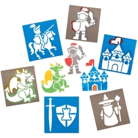 Knight Stencils (Pack of 8) Art Supplies,  Art Materials 2 stencil colours - Blue & Grey