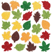 Leaf Glitter Foam Stickers (Pack of 144) Stickers 6 assorted colours - Red,  Yellow,  Orange,  Brown,  Green & Dark Green