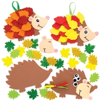 Leafy Hedgehog Kits (Pack of 5) Decoration Craft Kits 5 colourways - Red/Yellow,  Yellow/Dark Green,  Orange/Dark Green,  Light Green/Yellow & Red/Orange