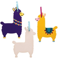 Llama Ceramic Decorations (Pack of 5) Decoration Craft Kits 2 ribbon colours - Pink & Blue