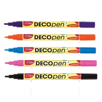 Matt Finish Acrylic Paint Pens - 5 Deco pens in Orange,  Purple,  Light Blue,  Pink & Black. 1mm-2mm tip. Use on wood,  porcelain,  glass & paper