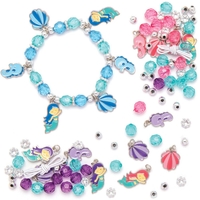 Mermaid Charm Bracelet Kits (Pack of 3) Jewellery 3 assorted colourways - Purple/Turquoise,  Pink/Turquoise & Blue/Turquoise