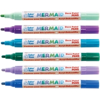 Mermaid Multi-Purpose Deco Paint Pens (Pack of 6) Art Supplies,  Art Materials 6 assorted colours - Turquoise,  Pastel Mint,  Metallic Aqua,  Blue,  Pastel Lavender & Violet