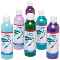 Mermaid Ready Mix Poster Paint Pack 300ml (Pack of 6) Art Supplies,  Art Materials 6 assorted colours - Peppermint,  Lavender,  Purple,  Pearlised Purple,  Pearlised Green & Glitter Green