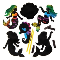 Mermaid Scratch Art Magnets (Pack of 10) Art Craft Kits