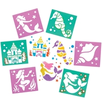 Mermaid Stencils (Pack of 8) 15cm x 14cm,  8 Assorted Designs,  Washable & Easy Use