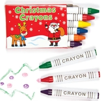 Mini Christmas Crayons (Per 8 packs) Christmas Craft Supplies 6 assorted colours per pack - Red,  Blue,  Yellow,  Green,  Orange & Purple