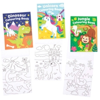 Mini Colouring Books (Pack of 12) 4 Assorted Themes - Jungle,  Unicorn,  Dinosaur & Sealife,  20 Colouring Pages