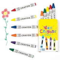 Mini Crayons (Per 8 packs) Drawing 6 assorted colours per pack - Red,  Blue,  Yellow,  Green,  Orange & Purple