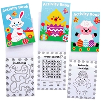 Mini Easter Activity Books (Pack of 12) Easter Toys For Kids,  20 Pager Per Book,  4 Assorted Designs,  Puzzles & Colouring Activities