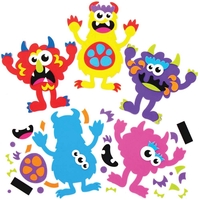 Monster Bunch Foam Mix & Match Magnet Kits (Pack of 8) Halloween Crafts 8 assorted monster colours - Green,  Orange,  Light Blue,  Yellow,  Red,  Dark Blue,  Purple & Pink