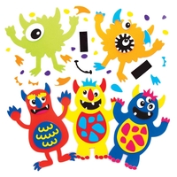 Monster Bunch Mix & Match Magnet Kits (Pack of 6) Halloween Crafts 6 monster colours - Green,  Red,  Blue,  Orange,  Pink & Yellow