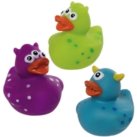 Monster Rubber Ducks (Pack of 8) Halloween Toys 4 assorted colours - Blue,  Pink,  Purple & Green