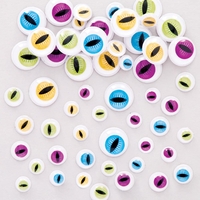 Monster Self-Adhesive Wiggle-Eyes (Pack of 120) Halloween Craft Supplies 4 assorted colours - Purple,  Yellow,  Bue & Green