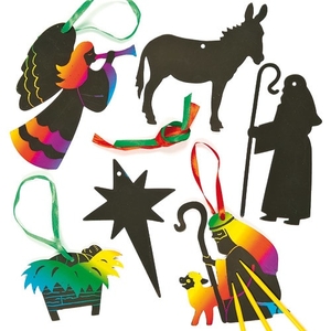 Nativity Scratch Art Decorations (Set of 12)