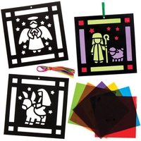 Nativity Stained Glass Effect Decoration Kits (Pack of 6)