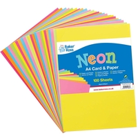 Neon A4 Card & Paper Value Pack (Pack of 102) Paper & Card 6 assorted colours - Yellow,  Pink,  Orange,  Blue,  Green & Purple