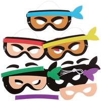 Ninja Mask Kits (Pack of 5) Art Craft Kits 5 assorted colours - Red,  Blue,  Yellow,  Green & Purple