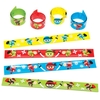 Ninja Slap Bands - 4 Ninja Snap Bracelets for kids. Size 24cm long,  adjust to fit. 4 assorted designs and colours. Party bag filler.