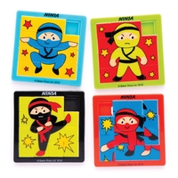 Ninja Sliding Puzzles (Pack of 8) Creative Play Toys 4 assorted colours - Green,  Black,  Blue & Red
