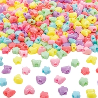 Pastel Mixed Pony Beads Value Pack (Pack of 400) Craft Embellishments 6 assorted pastel colours - Yellow,  Pink,  Purple,  Blue,  Red & Green