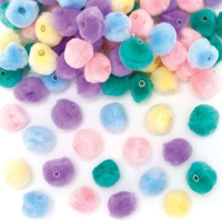 Pastel Threading Pom Pom Beads (Pack of 100) Craft Embellishments 5 assorted pastel colours - Yellow,  Pink,  Purple,  Blue & Green