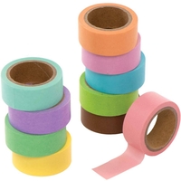 Pastel Washi Tape (Pack of 10) Glues & Adhesives 10 assorted pastel colours - Blue,  Pink,  Red,  Orange,  Peppermint,  Green,  Yellow,  Peach & Aqua