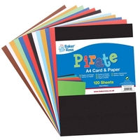 Pirate A4 Card & Paper Value Pack (Pack of 120) Paper & Card 8 assorted colours - Red,  White,  Black,  Gold,  Brown,  Blue,  Light Blue & Green