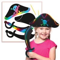 Pirate Scratch Art Swords & Hats Bulk Pack (Pack of 32 sets)