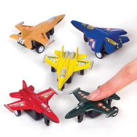 Plane Pull Back Racers (Pack of 6) Pocket Money Toys 5 assorted colours - Blue,  Yellow,  Red,  Orange & Black