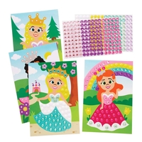 Princess Diamond Art Kits (Pack of 4) Art Craft Kits 8 diamond colours - Pink,  Light Pink,  Purple,  White,  Yellow,  Teal,  Light Teal & Lilac