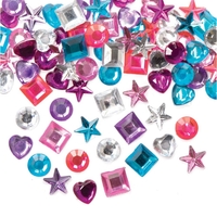 Princess Self-Adhesive Acrylic Jewels (Pack of 200) Craft Embellishments 6 assorted colours - Purple,  Silver,  Lilac,  Pink,  Pastel Pink & Pastel Blue