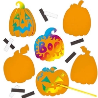 Pumpkin Scratch Art Magnets (Pack of 12) Halloween Crafts